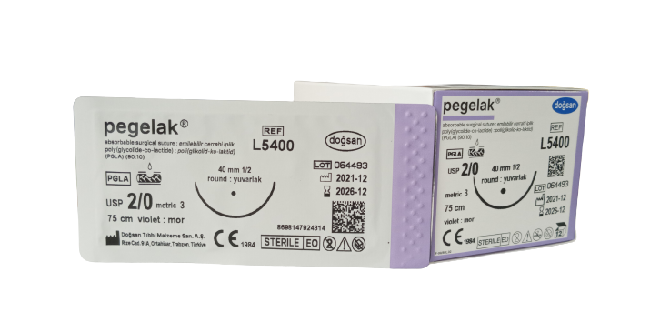 PEGELAK Поліглактін 910, USP 2/0, колюча голка 40мм, довжина 75см (L5400)